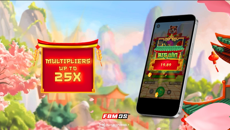 Asian inspired slot game with big win prize on mobile phone